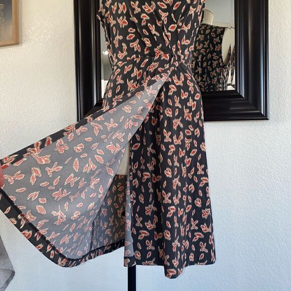 Banana Republic Womens Printed Stretch V-Neck Sleeveless Wrap Dress Black Small - Picture 8 of 14